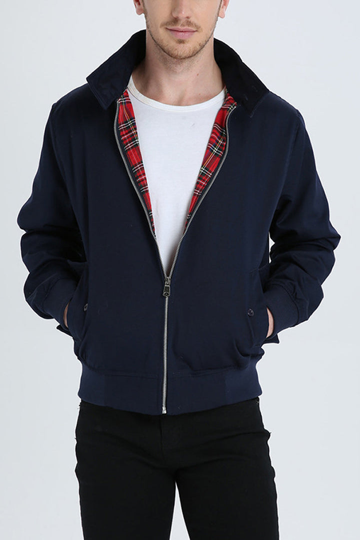 Veste Harrington Classique pour Hommes à Doublure Tartan