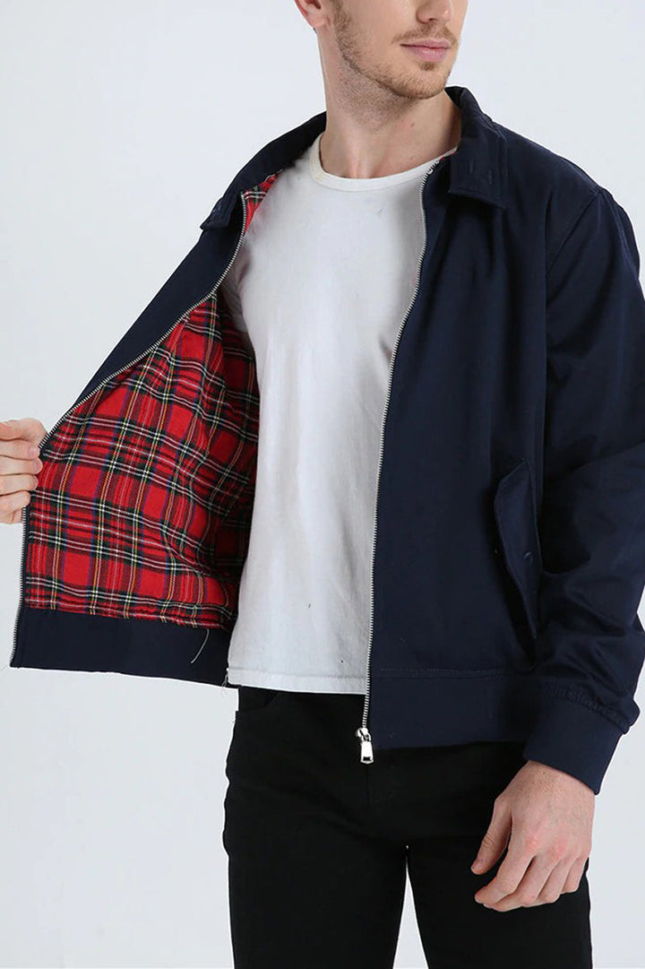 Veste Harrington Classique pour Hommes à Doublure Tartan