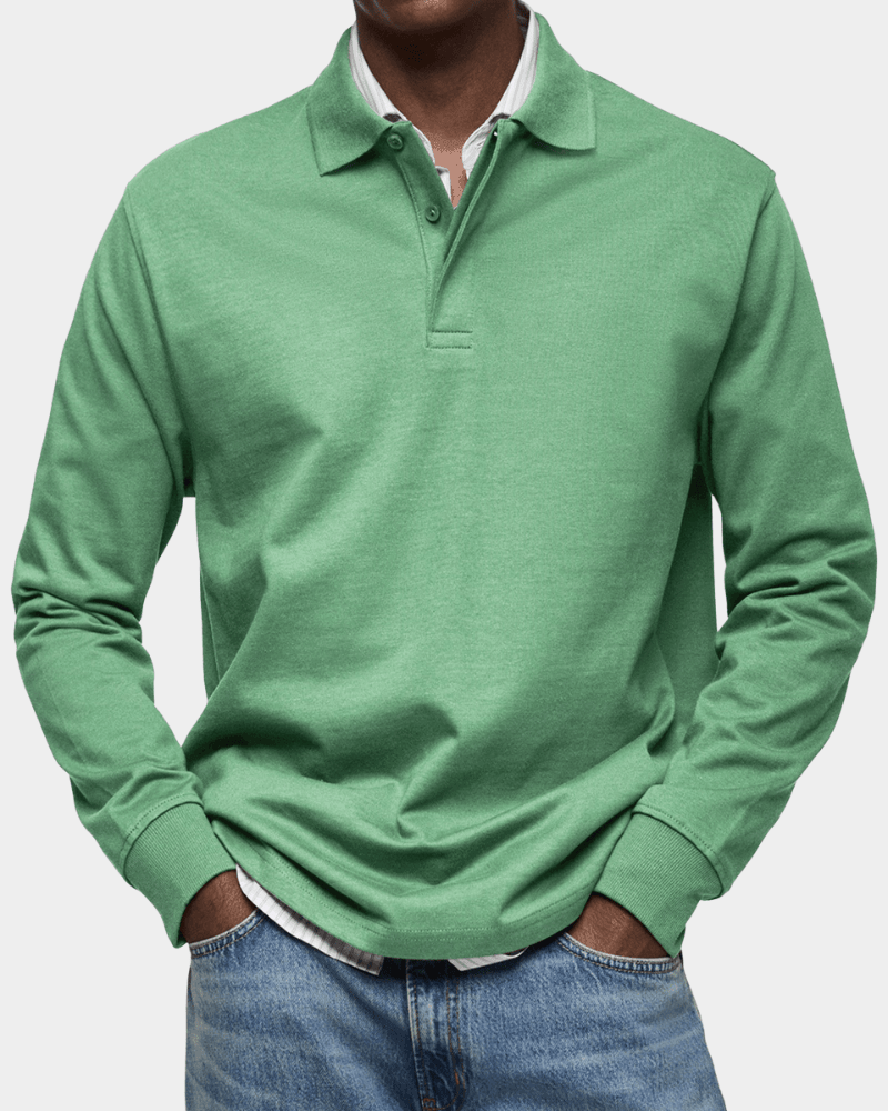 Pull Texturé à Col Polo Boutonné et Finitions Côtelées