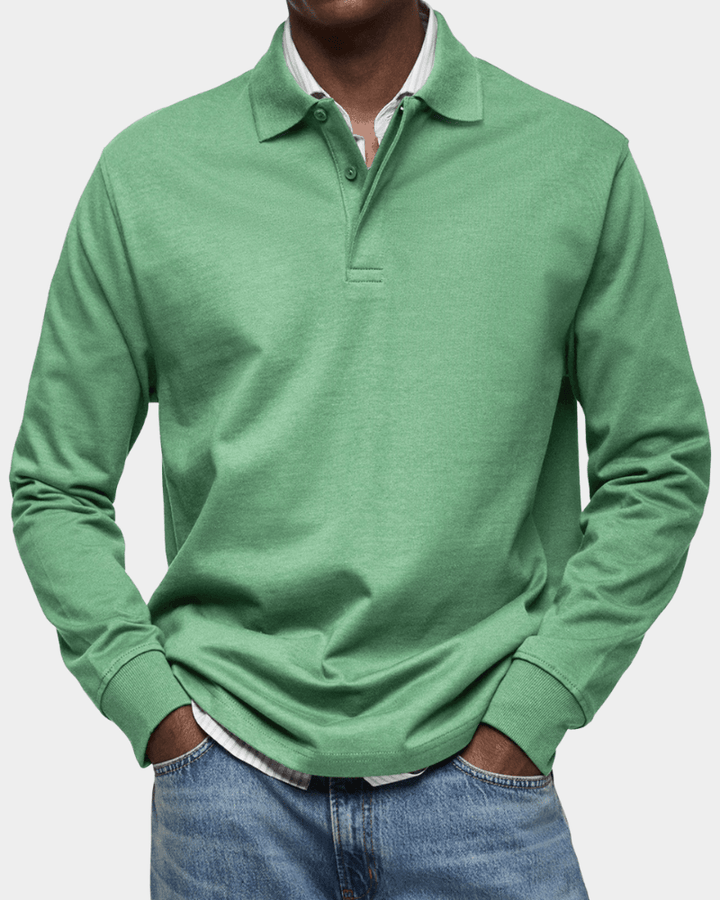 Pull Texturé à Col Polo Boutonné et Finitions Côtelées