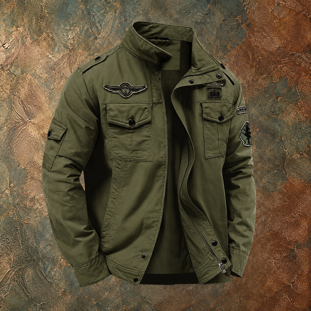 VESTE MILITAIRE À COL MONTANT