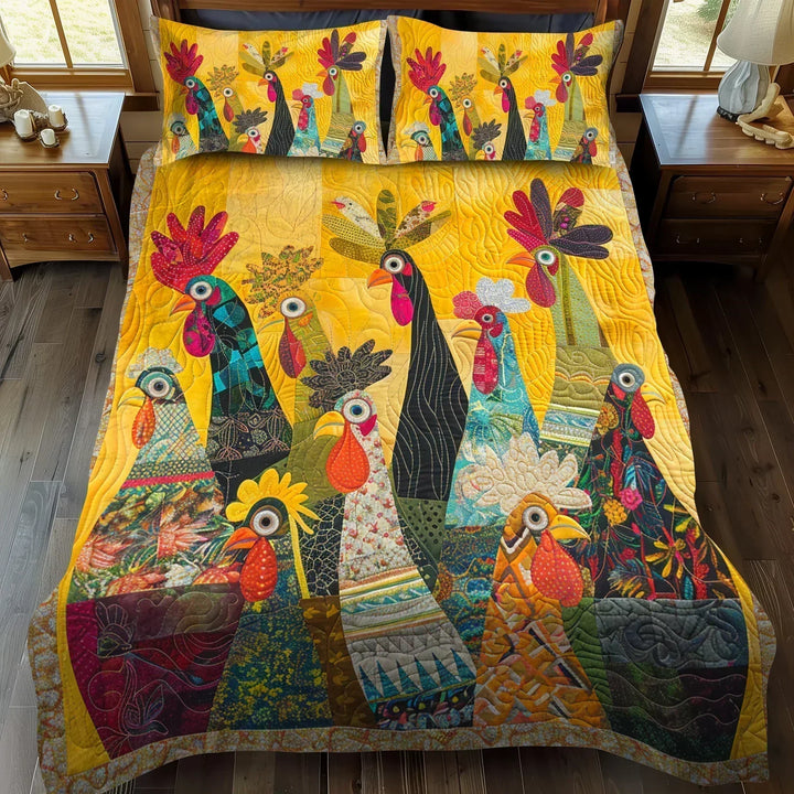 Ensemble couvre-lit matelassé 3 pièces - Coq du Matin