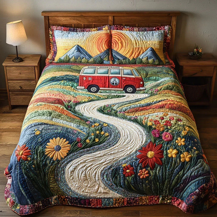 Ensemble couvre-lit matelassé 3 pièces - Voyage Vintage