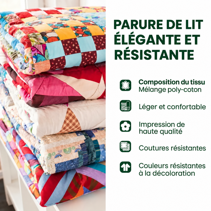 Ensemble couvre-lit matelassé 3 pièces - Ferme Joyeuse