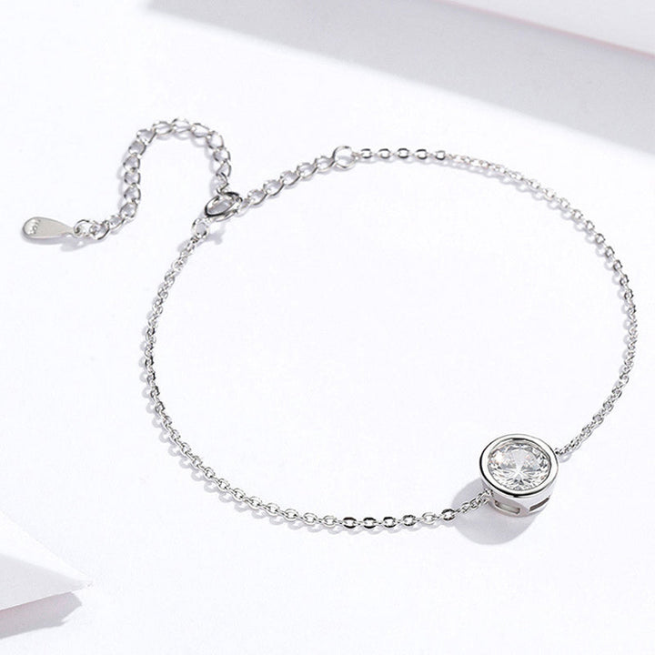 Lumière | Bracelet Chaîne Délicat à Cristal Solitaire Serti Clos