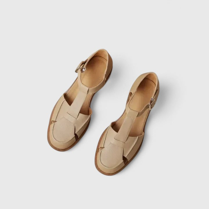 Odile | Souliers Ajourés à Bride en T et Talon Effet Bois