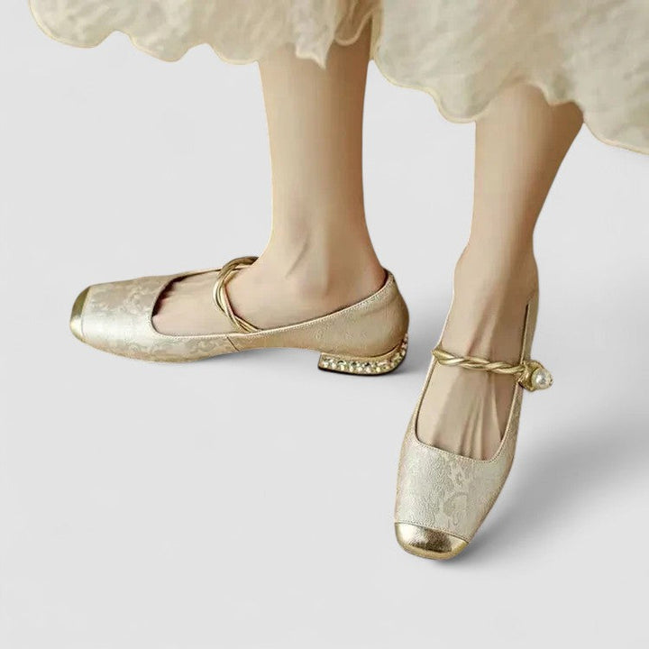 Géraldine | Babies Satinées à Talon Bijou